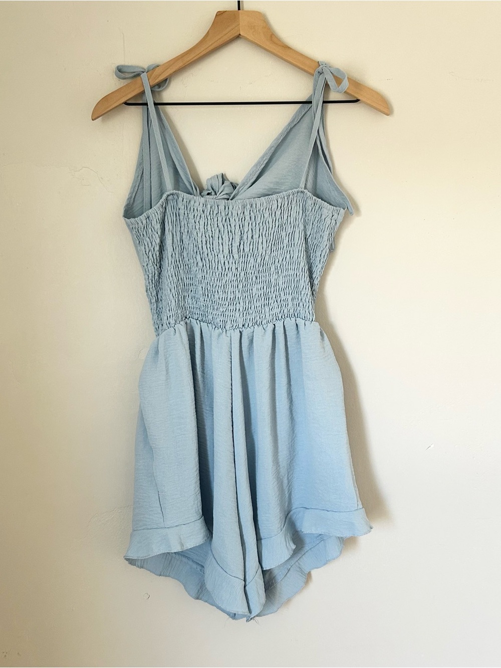 Women’s Light Blue Smocked Top Romper
